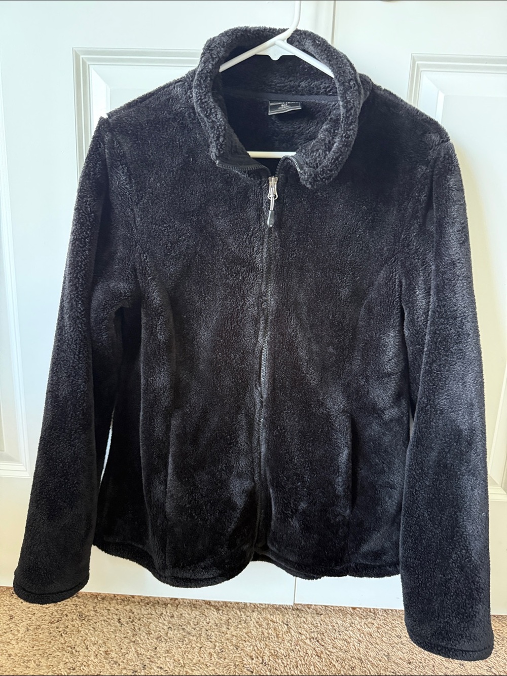 32 Degrees Plush Black Full-Zip Teddy Jacket